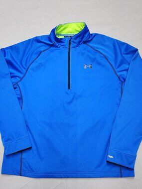 Under Armour Mens XL Blue 1/4 Zip Pullover Mock Neck Long Sleeve Loose Fit